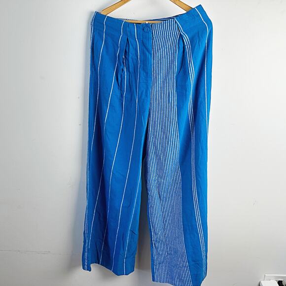 Free People Set Trouser & Crop Top Stripes Blue Coastal Vaca Spring Outfit L - Picture 2 of 4